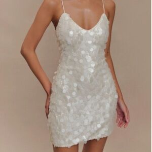 MESHKI Sequin White Dress